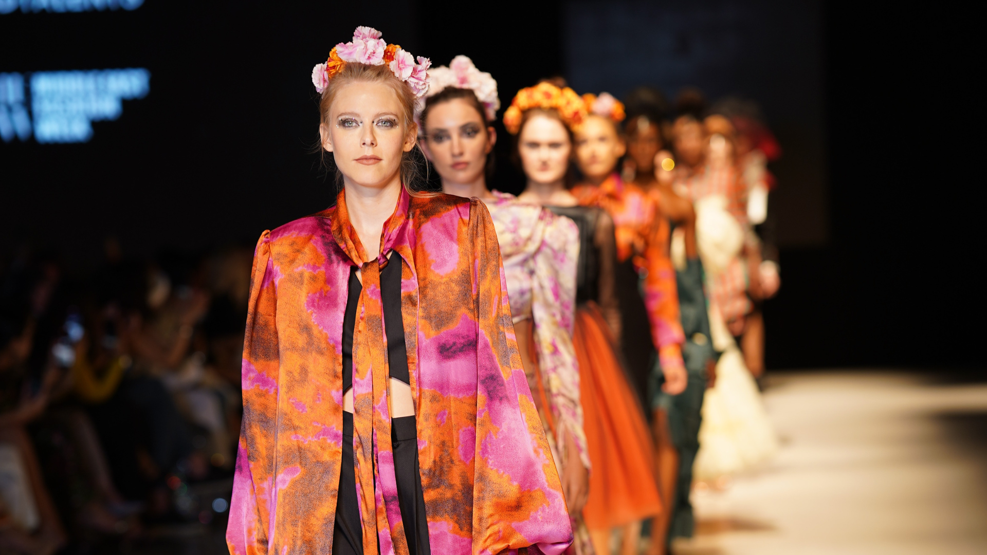 Models on the catwalk at Middle East Fashion Week